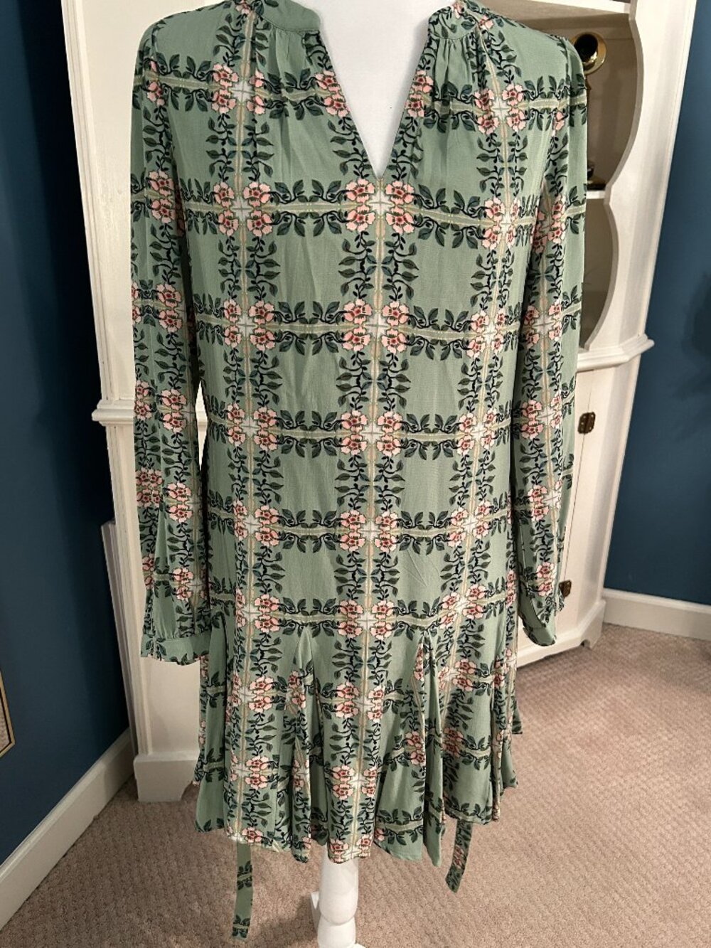 Sage Green and Pink Casual Dress